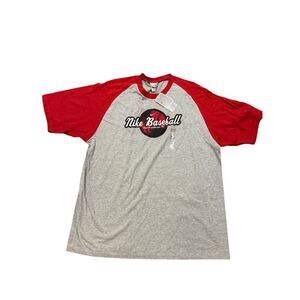 NWT Vintage Y2K Nike Baseball Short Sleeve T Shirt Men's XL Gray Red
